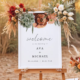 AVA Boho Terracotta & Succulent Wedding Welkom Poster