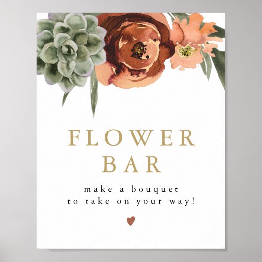 AVA Boho Terracotta Succulente Bloem Bar Teken Poster