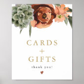 AVA Boho Terracotta Succulente Kaarten & Cadeaubor Poster (Voorkant)
