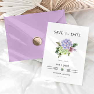 AVA Cactus Floral Succulent Desert Save the Date Kaart