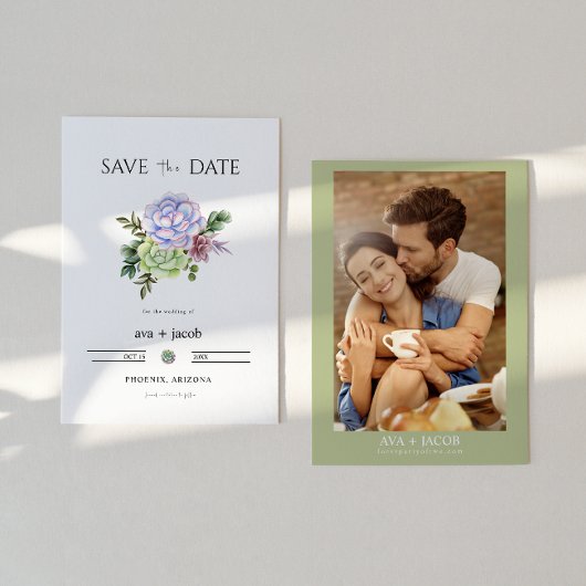 AVA Cactus Floral Succulent Desert Save the Date Kaart