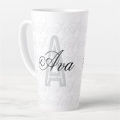 Ava Custom Name Black White Tumbler Latte Mok (Linkerhoek)