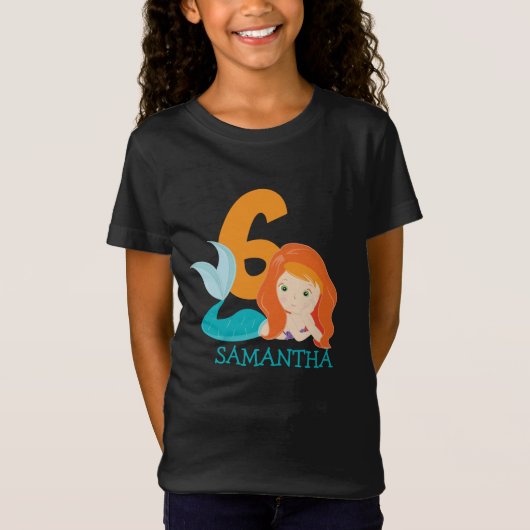 Ava - De Mermaid Goddess 6 de verjaardag T-Shirt (Voorkant)