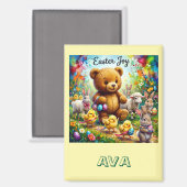 AVA ~ EASTER TEDDY BEAR Easter Chicks ~  Magnet (Voorkant / Achterkant)