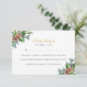 Ava Elegant Kerstbruine bruiloft Meal Choice RSVP Kaartje (Staand voorkant)