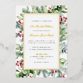 Ava Gold Foil Winter Wedding Invitation met RSVP Folie Uitnodiging
