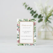 Ava Gold Kerstmis en Greenery Wedding Website RSVP Informatiekaartje (Staand voorkant)