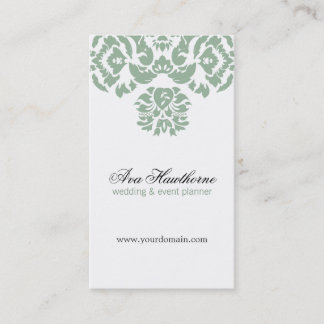 Ava Gray Damask Floral Chic Visitekaartje Verticaa