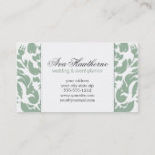 Ava Gray Damask Floral Chic Visitekaartje Verticaa (Achterkant)