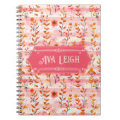 Ava Leigh Roze en Oranje Waterverf Bloemen Notitieboek (Voorkant)