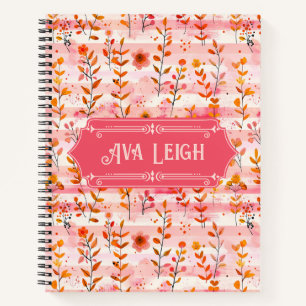 Ava Leigh Roze en Oranje Waterverf Floral Deluxe Notitieboek
