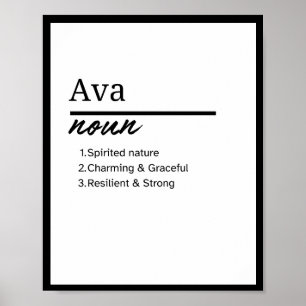 Ava, Meisje Gepersonaliseerde Naam Definitie Poster