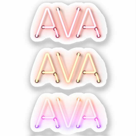 Ava-naam in gloeiende neonlampen x3 sticker (Voorkant)