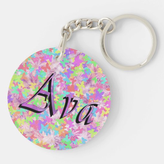 Ava, naam Logo op patelvlinders, Sleutelhanger (Achterkant)