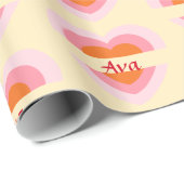 Ava Name Heart Wrapping Paper Birthday Cadeau Cust Cadeaupapier (Rol Hoek)