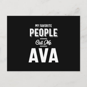 Ava Name Shirt Personalized Girls Women Cute Pink Briefkaart