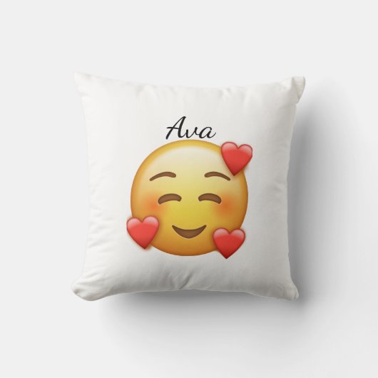 Ava Personalized  Heart–Emoji Throw Pillow Kussen (Voorkant)