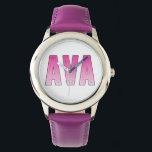 Ava roze naam horloge<br><div class="desc">Ava naam roze gepersonaliseerd</div>