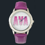 Ava roze naam horloge<br><div class="desc">Ava naam roze gepersonaliseerd</div>