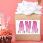 Ava roze naam rechthoekige sticker<br><div class="desc">Ava naam roze gepersonaliseerd</div>