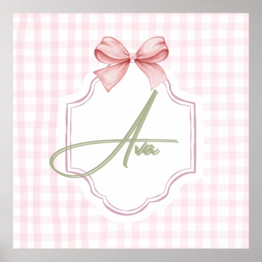 Ava Roze Strik Boog & Gingham Print (Voorkant)
