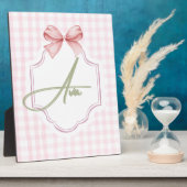 Ava Roze Strik Boog & Gingham Print Fotoplaat (Zijkant)