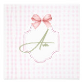 Ava Roze Strik en Gingham Print op Maat Foto Afdruk (Voorkant)