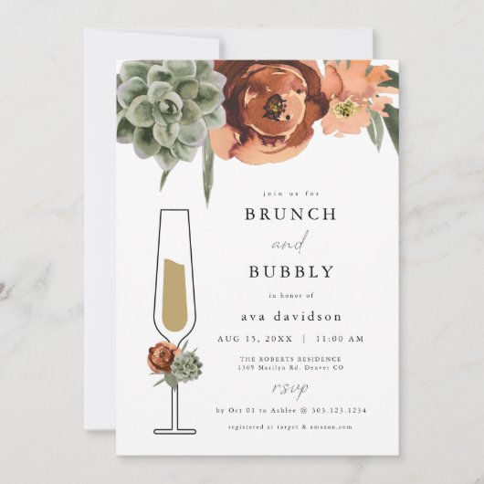 AVA Terracotta Succulent Brunch & Bubble Champagne Kaart (Voorkant)