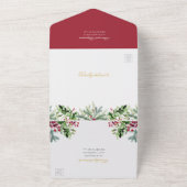 Ava Winter Berries Huwelijksuitnodiging met RSVP All In One Uitnodiging (Buitenkant)