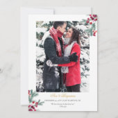 Ava Winter Greenery Berries Christelijke bruiloft Save The Date (Achterkant)
