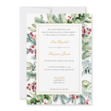 Ava Winter Greenery Wedding Invitation met RSVP