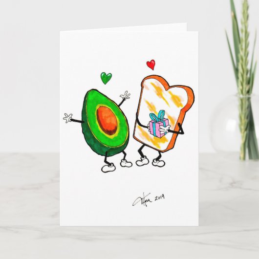 Avacado en Toast Birthday Card Kaart (Voorkant)