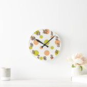 Avacado & Peach Polka Dot Retro Design Ronde Klok (Huis)