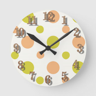 Avacado & Peach Polka Dot Retro Design Ronde Klok