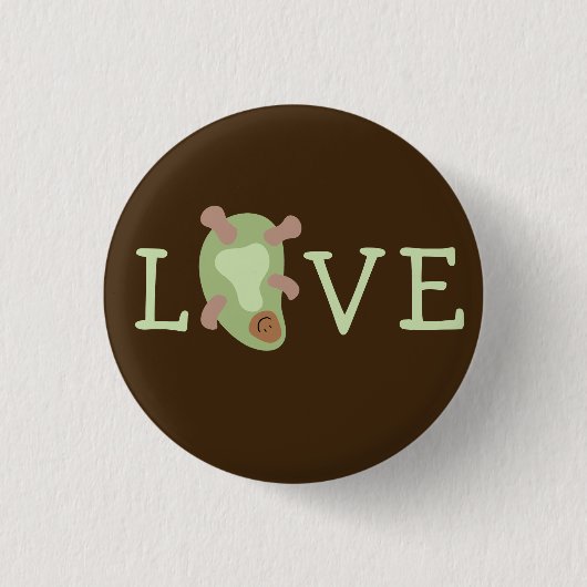 AvacadoLOVE bruin Ronde Button 3,2 Cm (Voorkant)