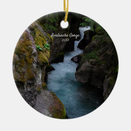 Avalanche Gorge Glacier National Park Foto Keramisch Ornament (Voorkant)