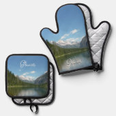 Avalanche Lake I in Glacier National Park Ovenwant & Pannenlap Set (Voorkant / Achterkant)