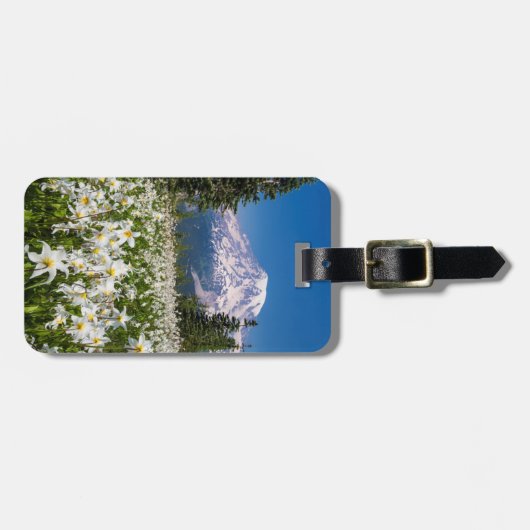 Avalanche lilies en Mount Rainier 2 Bagagelabel (Voorkant horizontaal)