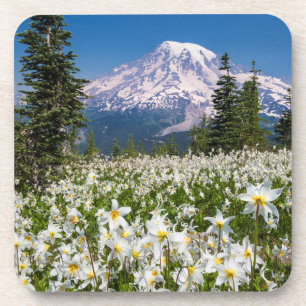 Avalanche lilies en Mount Rainier 2 Drankjes Onderzetter