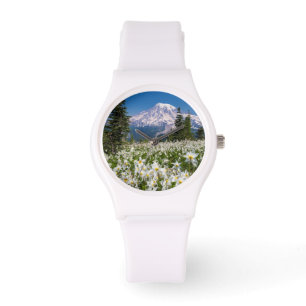 Avalanche lilies en Mount Rainier 2 Horloge