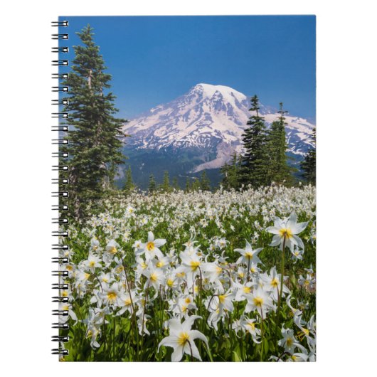 Avalanche lilies en Mount Rainier 2 Notitieboek (Voorkant)
