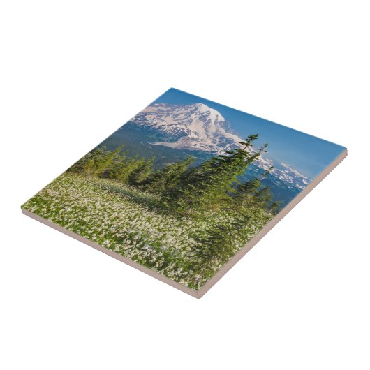 Avalanche lilies en Mount Rainier Tegeltje (Zijkant)