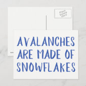 Avalanches zijn gemaakt van sneeuwvlokken, blauw b briefkaart (Voorkant / Achterkant)