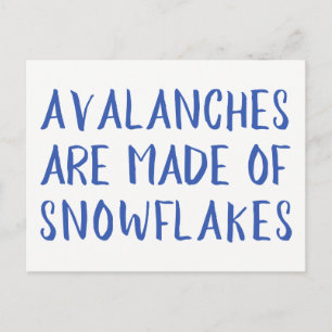 Avalanches zijn gemaakt van sneeuwvlokken, blauw b briefkaart