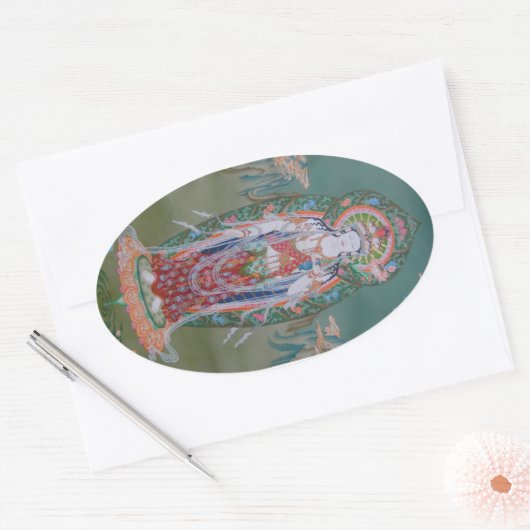 Avalokiteshvara-Stickers Ovale Sticker (Envelop)