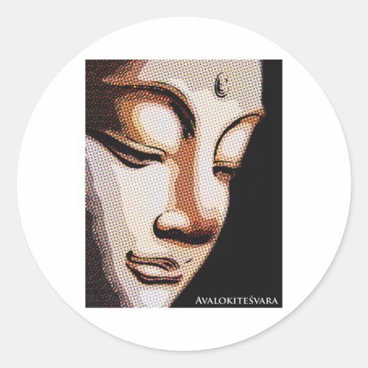 Avalokitesvara Ronde Sticker (Voorkant)