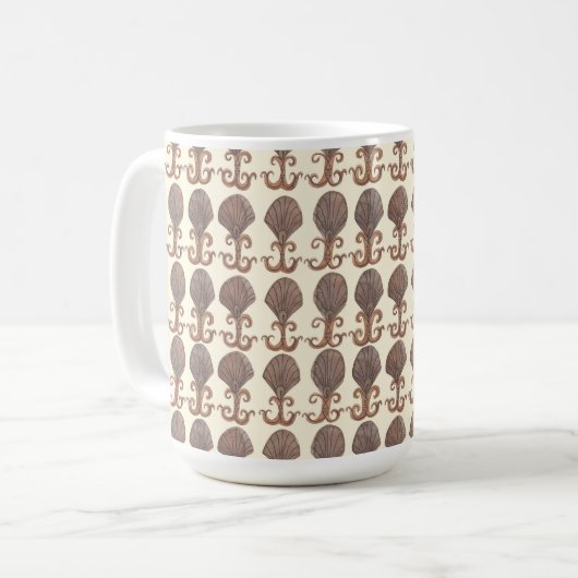 Avalon Art Deco Shell Pattern-Waterverf Koffiemok (Voorkant links)