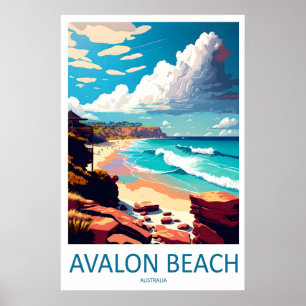 Avalon Beach Vintage Reisposter Ski Nationaal Poster