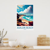 Avalon Beach Vintage Reisposter Ski Nationaal Poster (Keuken)