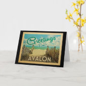 Avalon Beach Vintage Travel Kaart (Gele Bloem)